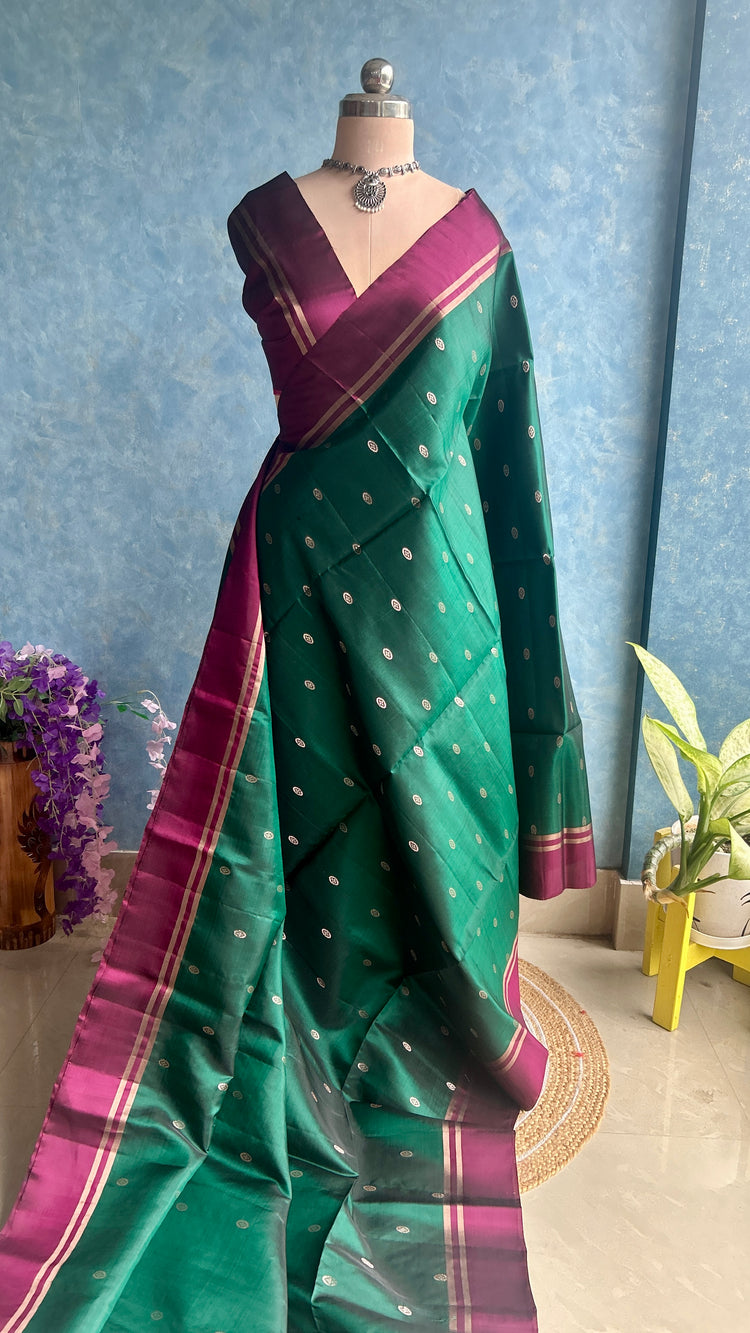 Deep Green Kanchi Silk Sari