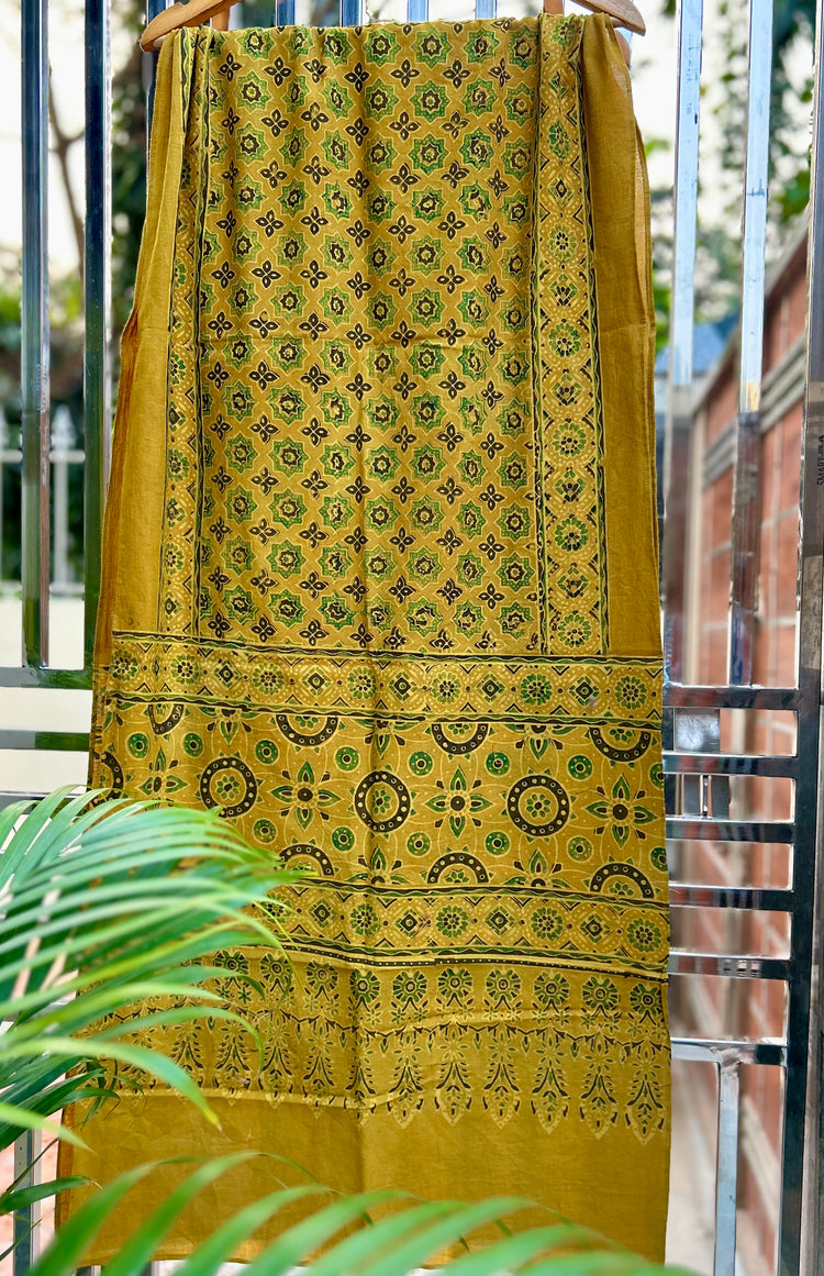 Ajrakh Block Printed Mul Stole