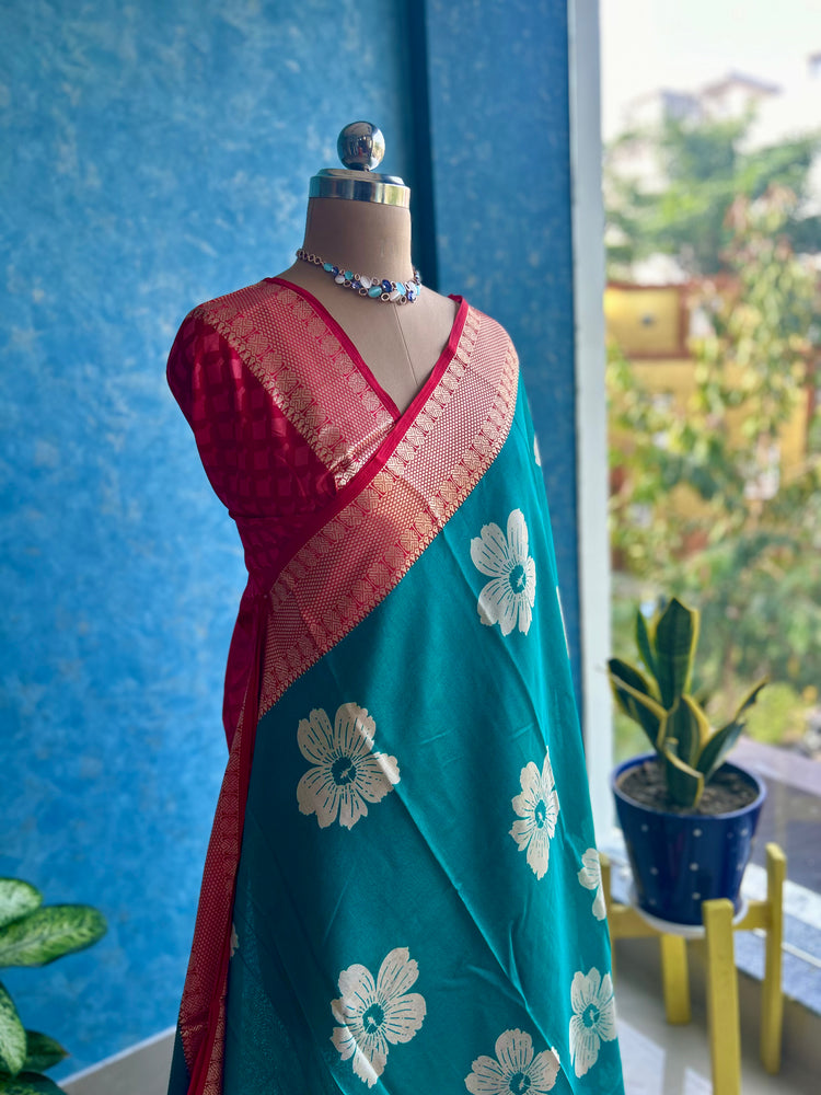 Jade Green Cotton Silk Sari