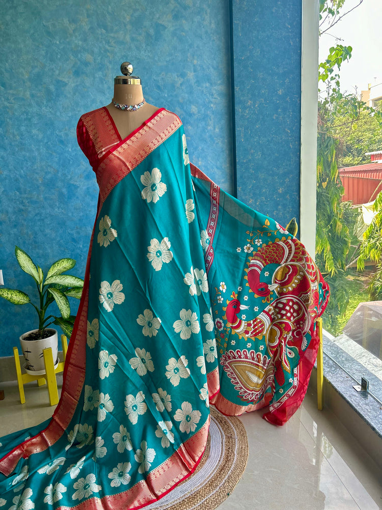 Jade Green Cotton Silk Sari