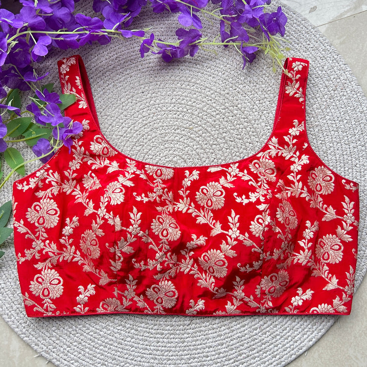 Red Zari Work Designer Blouse