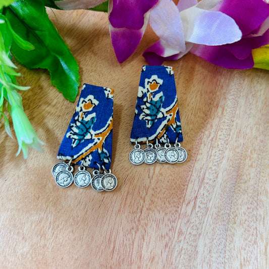 Handcrafted Ajrakh Fabric D Earrings
