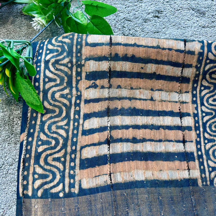 Sage Green Printed Spun Chanderi Sari