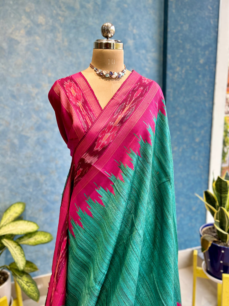 Ikkat Border on Pure Ghicha Silk
