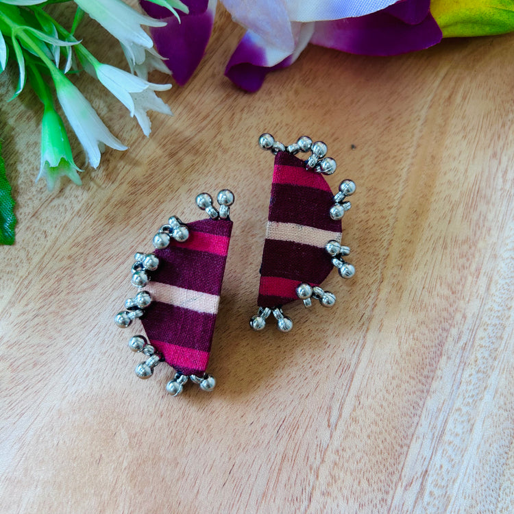 Handcrafted Ajrakh Fabric Chandra Earrings