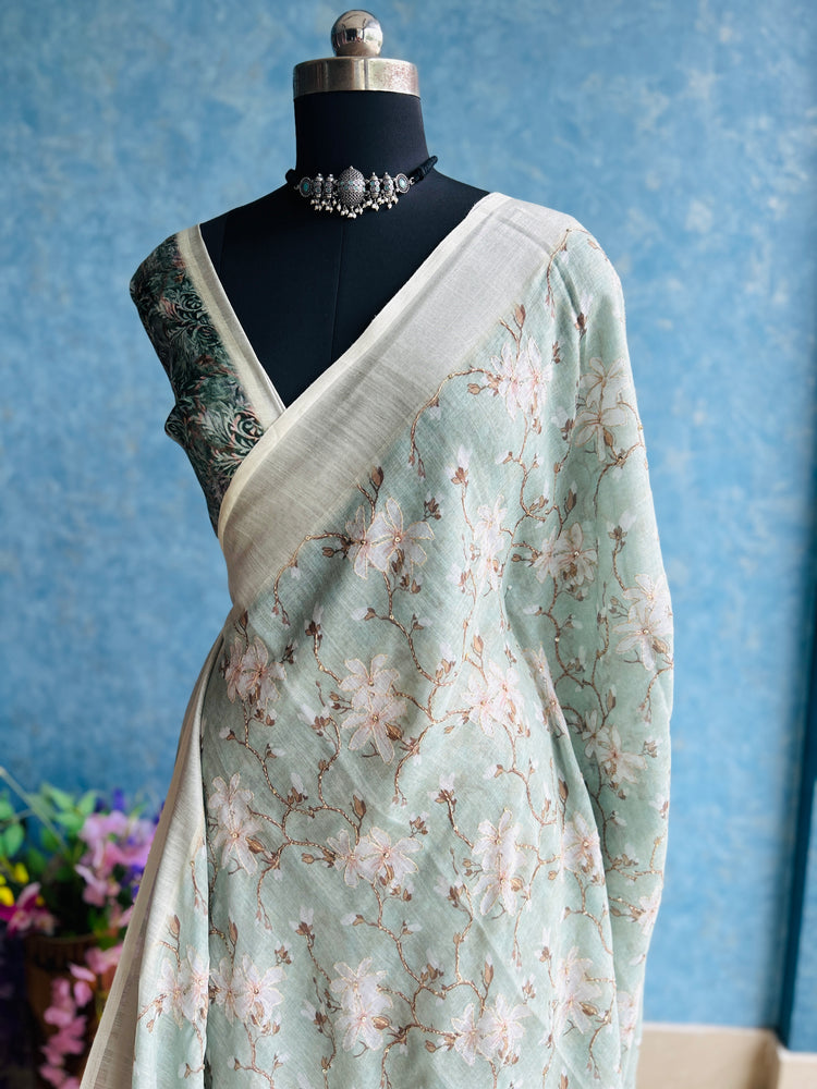 Pistachio Digital Print with Kantha stitch