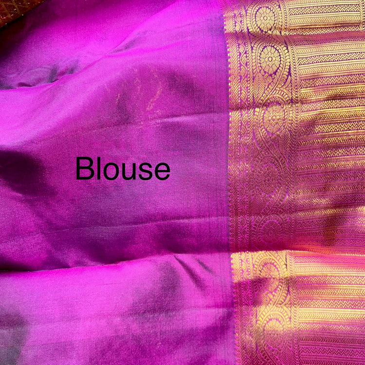 Yellow Green Kanchipuram Silk Sari