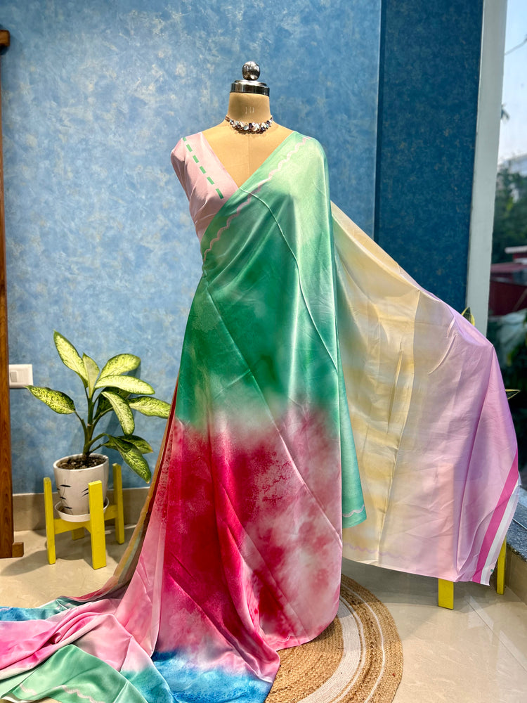 Beautiful Multi Colour Satin Sari