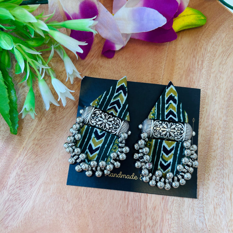 Handcrafted Ajrakh Fabric Earrings