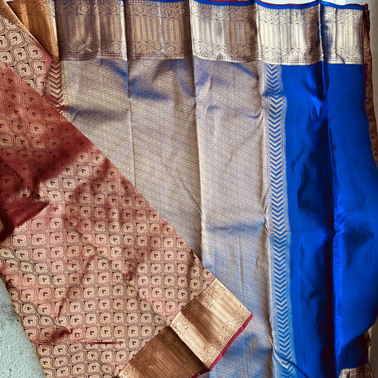 Burgundy Kanchipuram Silk Sari