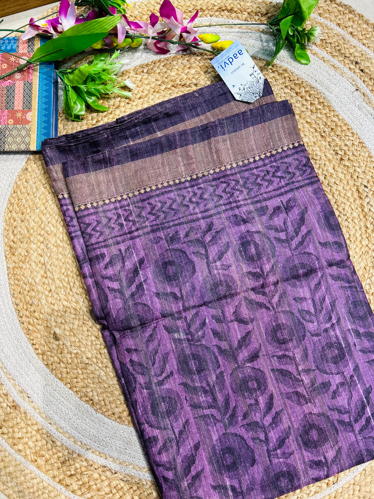 Moderate Purple Semi Tussar Saree