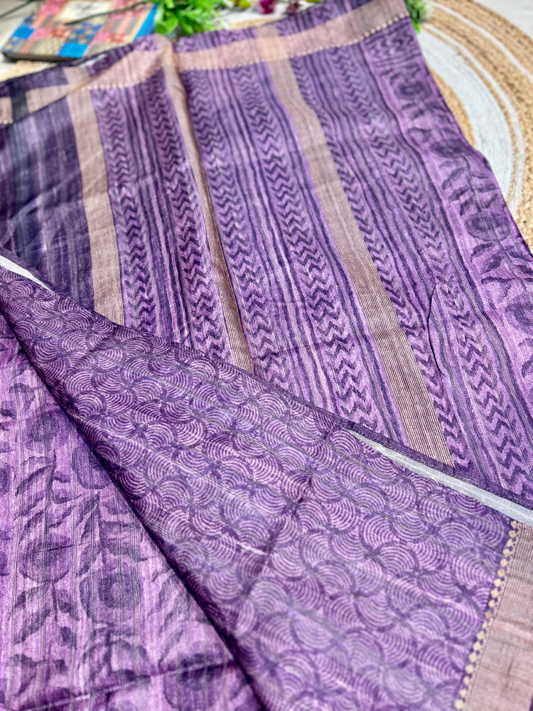 Moderate Purple Semi Tussar Saree