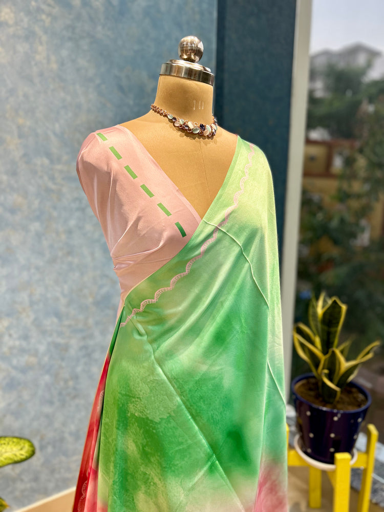 Beautiful Multi Colour Satin Sari