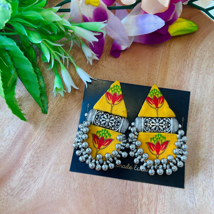 Handcrafted Ajrakh Fabric Earrings