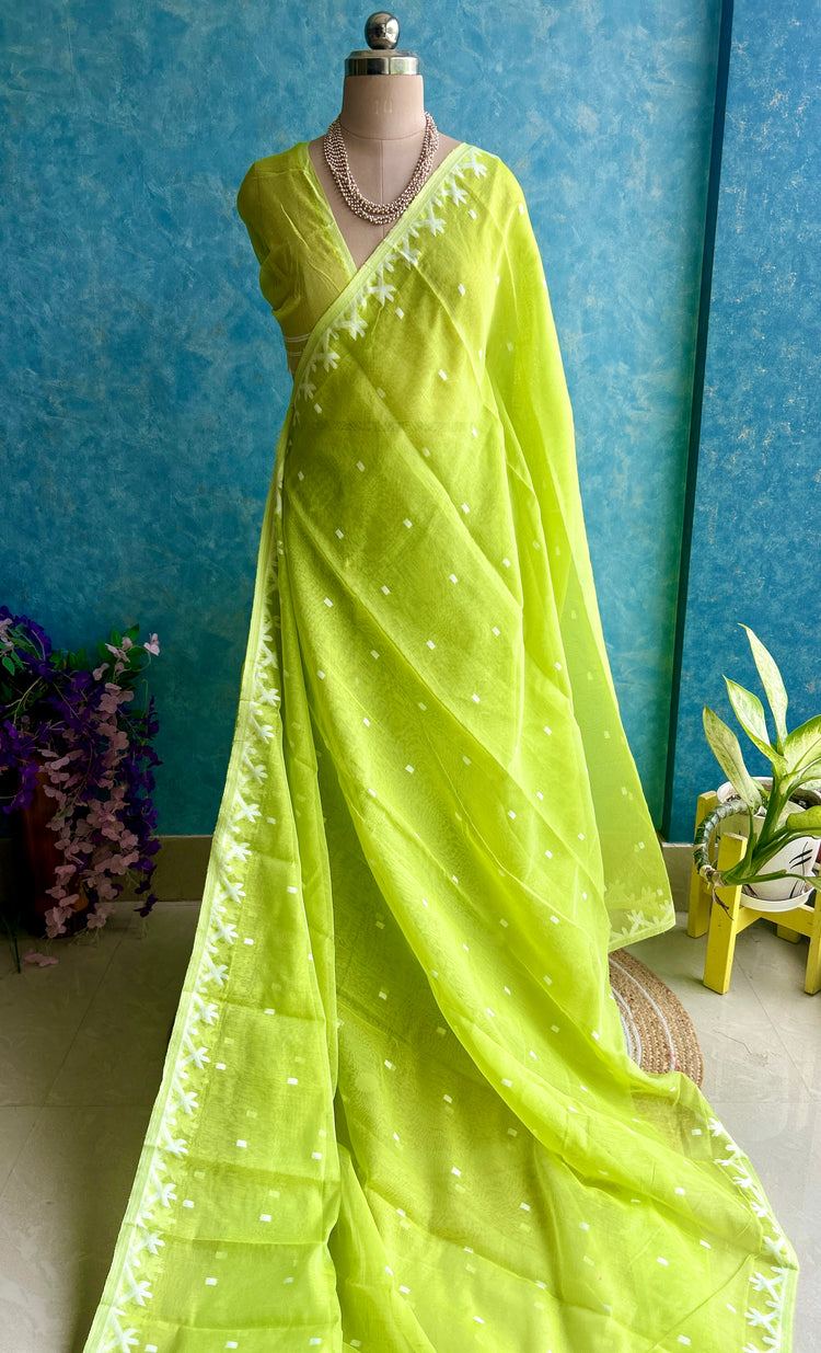 Lime Soft Dhakai Jamdani