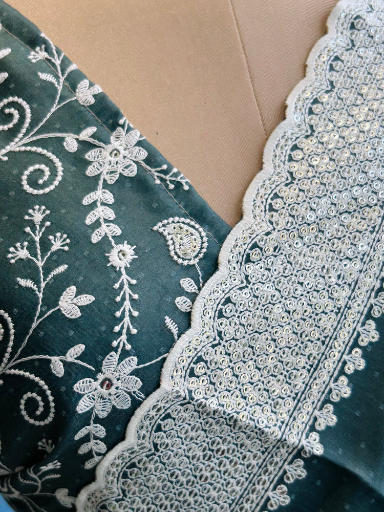 Clearspring Green Embroidery Sari