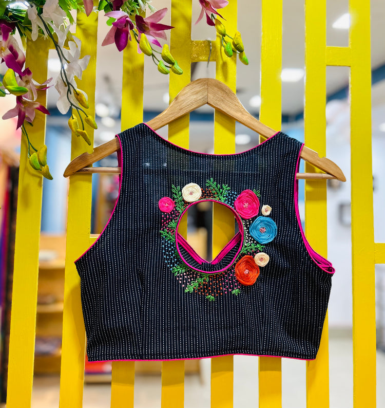 Hand Embroidered  Designer Cotton Blouse