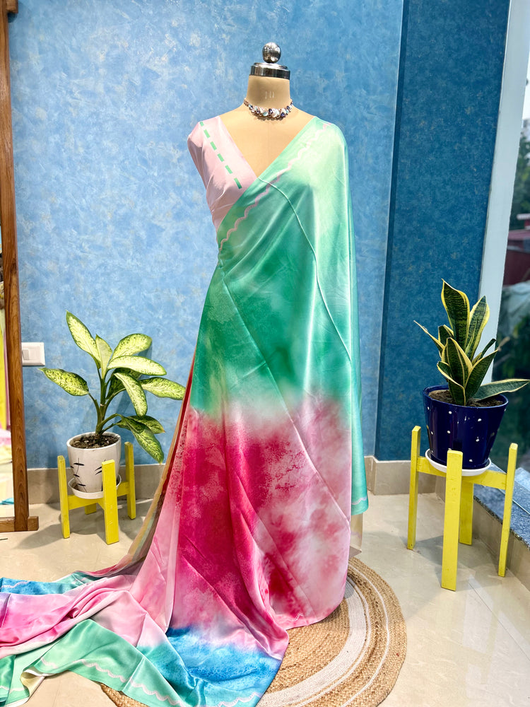 Beautiful Multi Colour Satin Sari