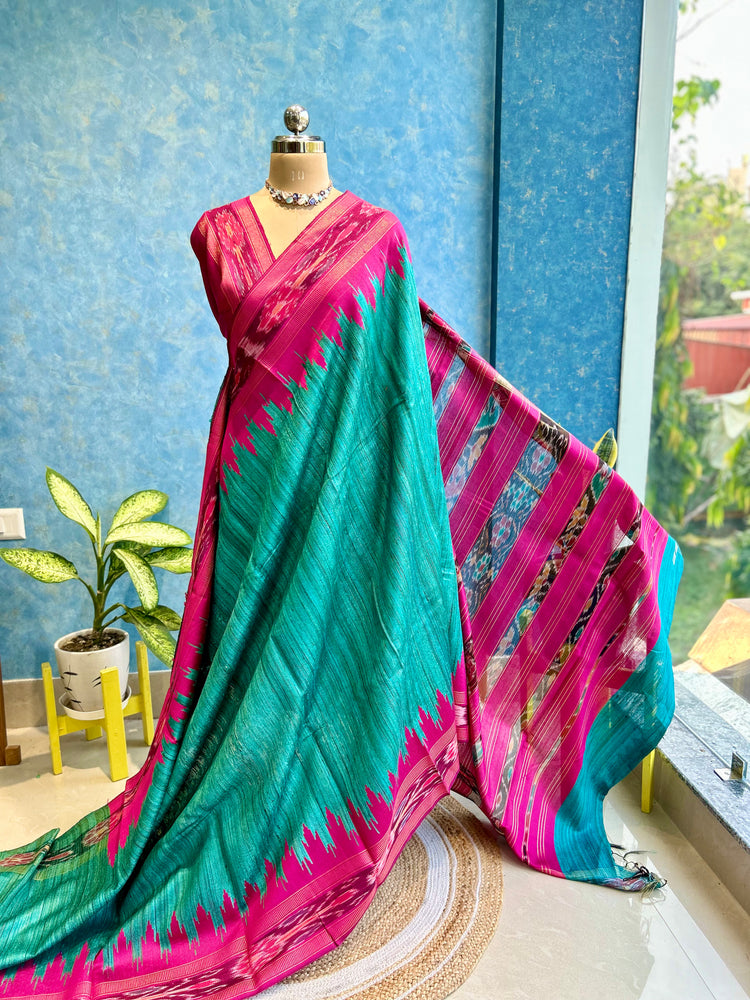 Ikkat Border on Pure Ghicha Silk