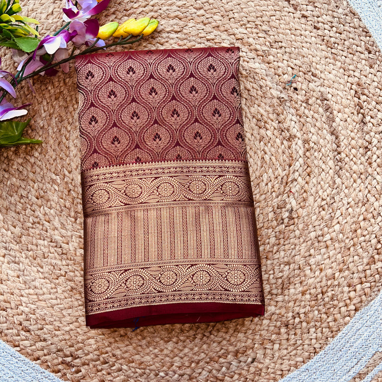 Burgundy Kanchipuram Silk Sari