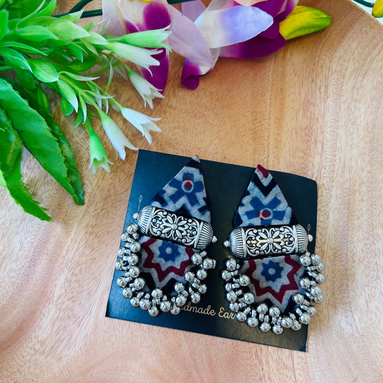 Handcrafted Ajrakh Fabric Earrings