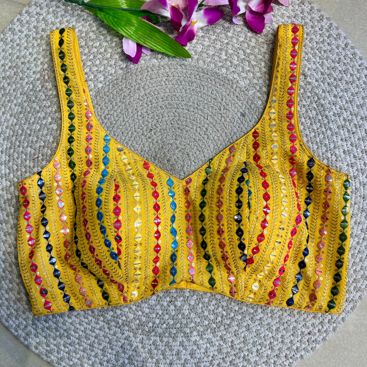 Yellow Embroidery Designer Blouse