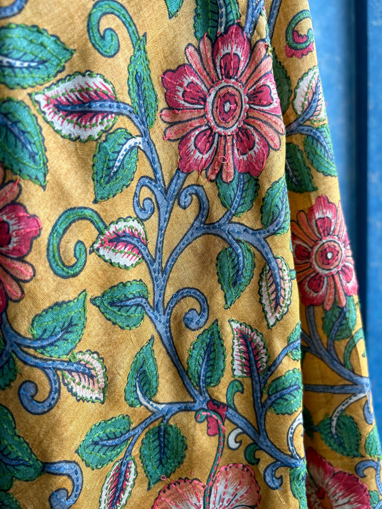 Kalamkari Handpaint with Katha Stitch on Pure Tussar Silk