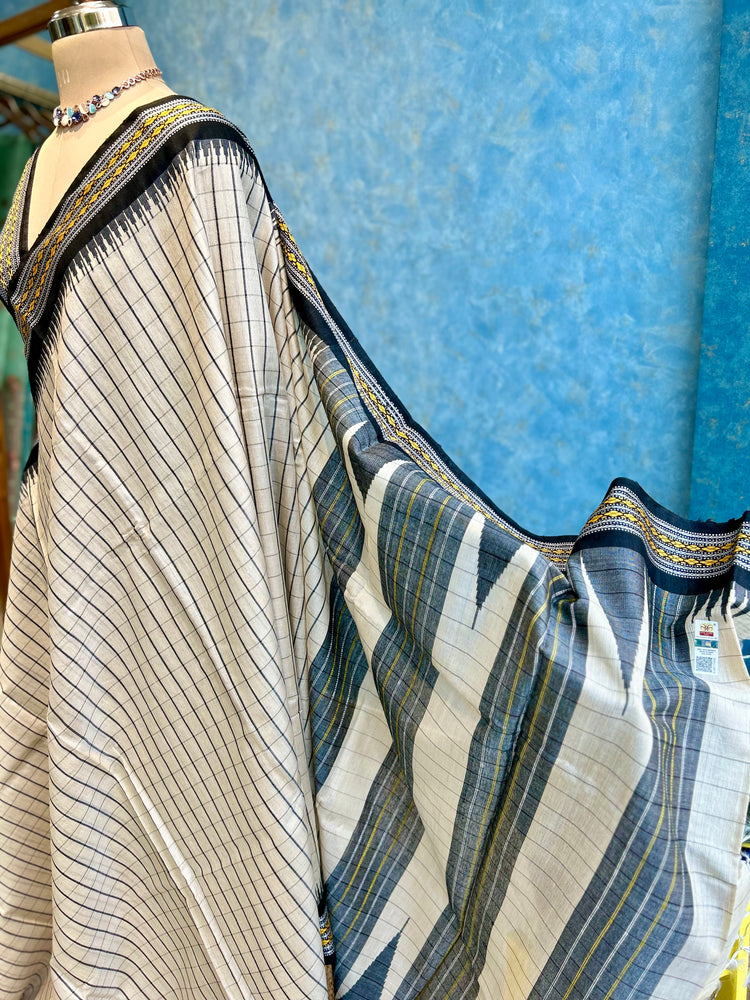 Offwhite checks on Pure Tusser Silk