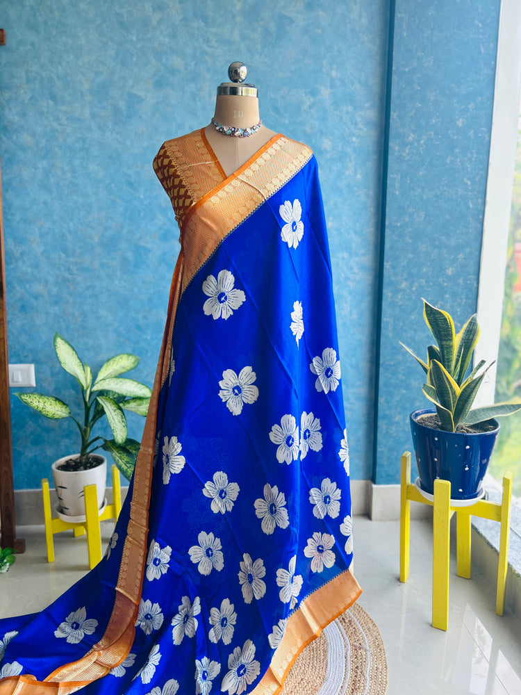 Royal Blue Cotton Silk Sari