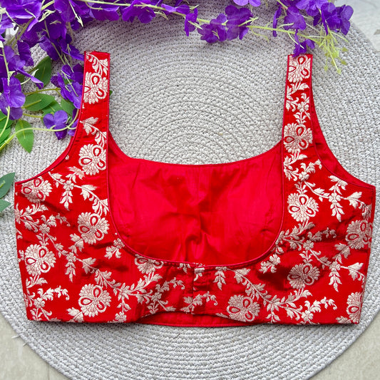 Red Zari Work Designer Blouse