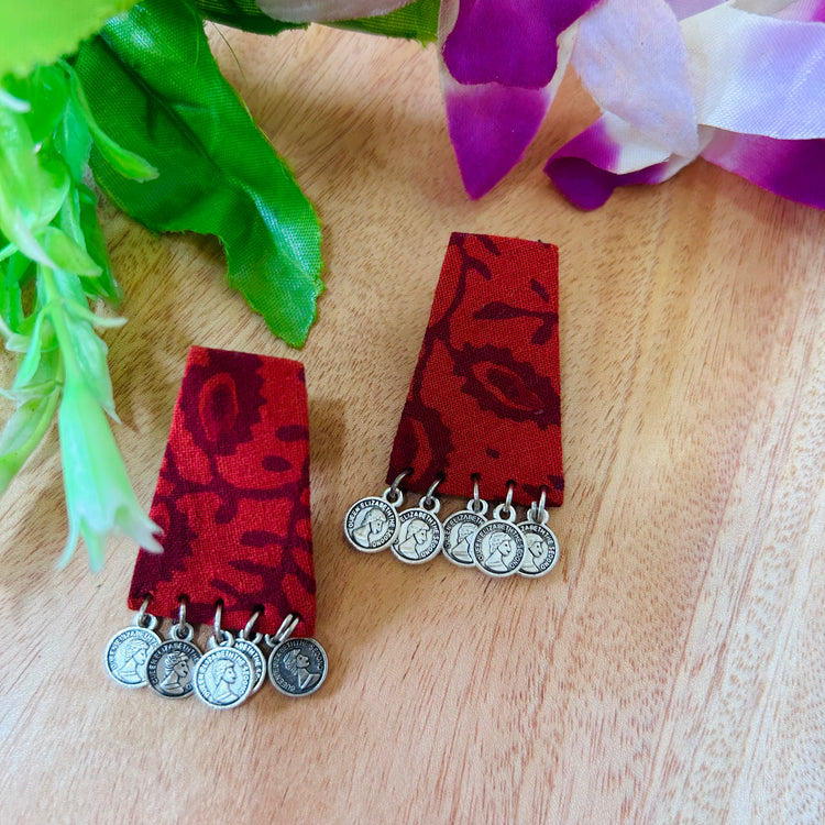 Handcrafted Ajrakh Fabric D Earrings