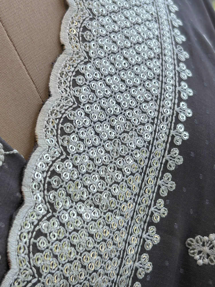Graphite Grey Embroidery Sari