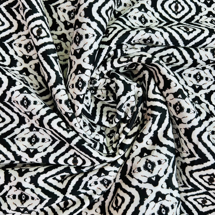 Black and white Digital print on Muslin Fabric