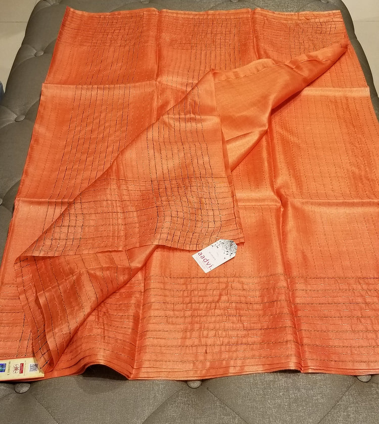 Pastel Orange Handwoven Pure Tussar Silk