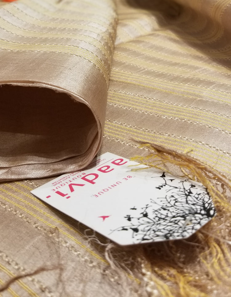 Beige Handwoven Pure Tussar Silk