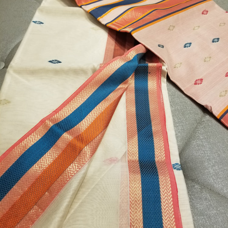 Off-White Handwoven Maheshwari Sari