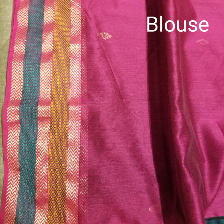 Black Handwoven Maheshwari Sari