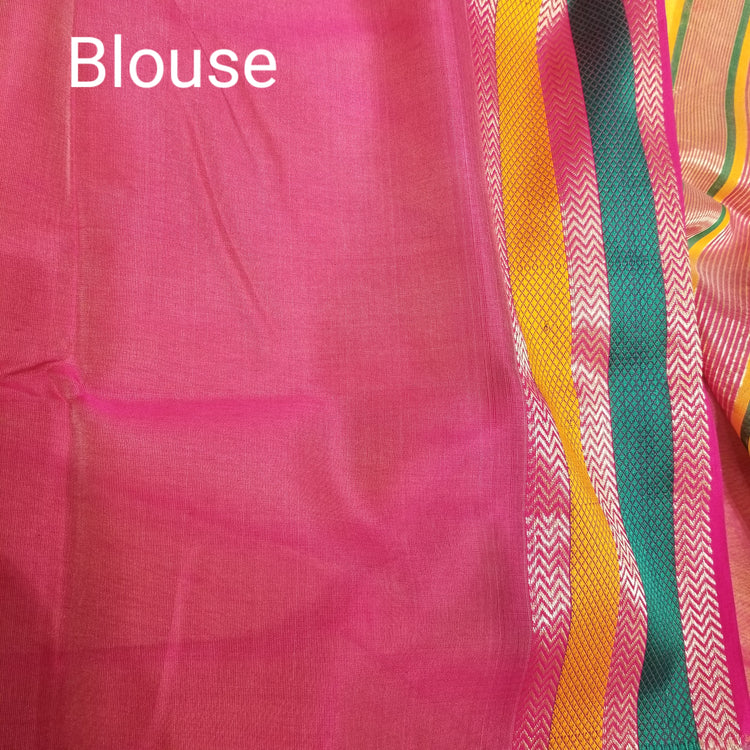 Lemon Yellow Handwoven Maheshwari Sari