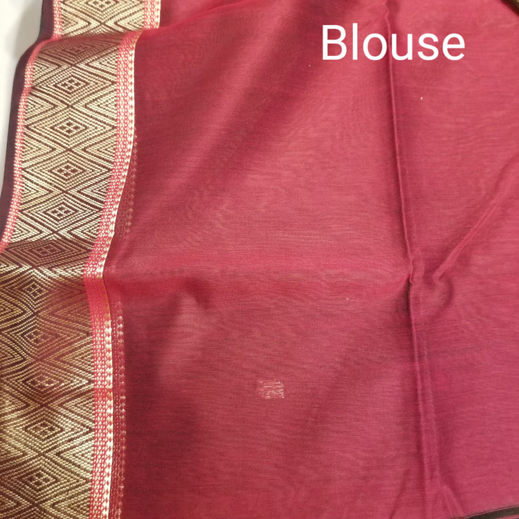 Coffee color Handwoven Maheshwari Sari