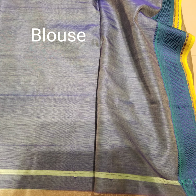 Pastel Green Handwoven Plain body Maheshwari Sari