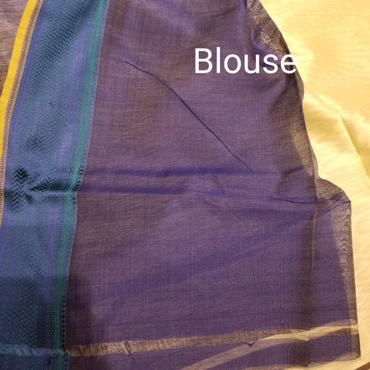 Light Yellow Handwoven Plain body Maheshwari Sari