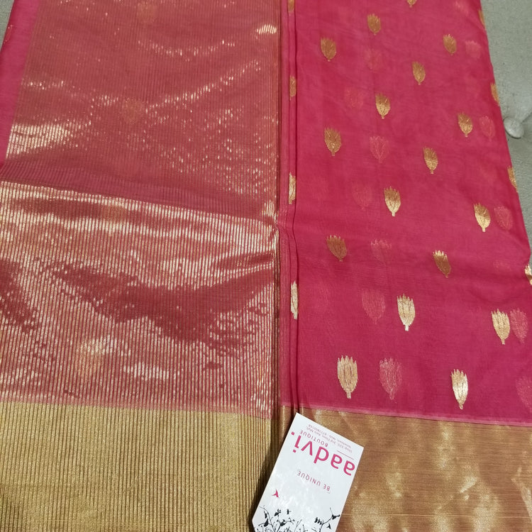 Pink Chanderi Handwoven Pure Silk by Silk Sari
