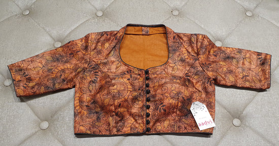 Golden Beige Designer Blouse - Front Side