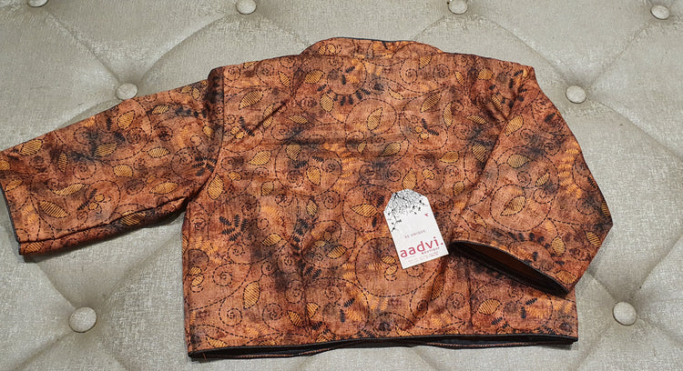 Golden Beige Designer Blouse - Back Side