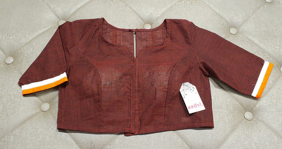 Brick Red Color Designer Blouse - Front Side