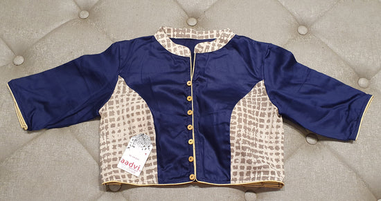 Deep Blue Designer Blouse - Front Side