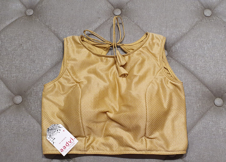 Golden Beige Designer Blouse - Front Side