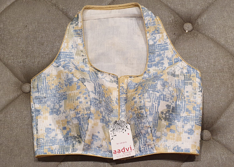 Geometric Pattern Pastel Color Designer Blouse - Front Side