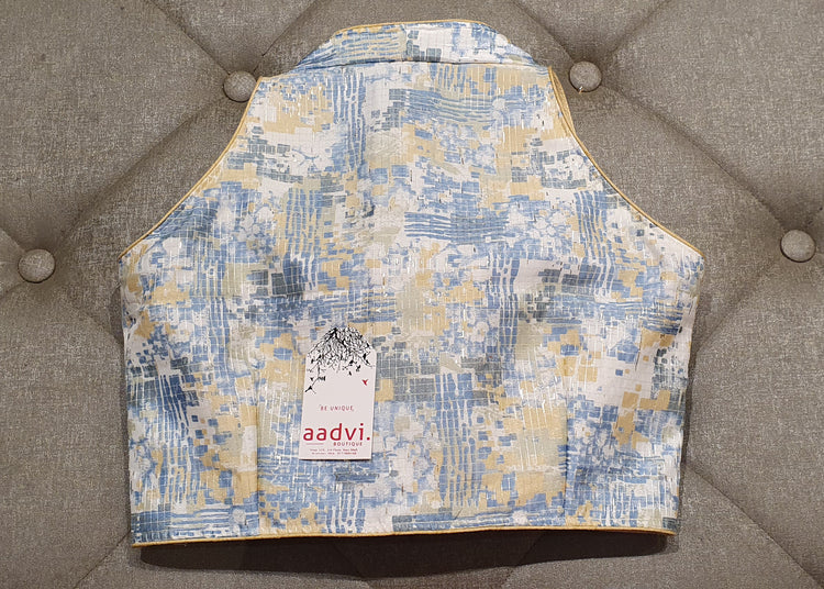 Geometric Pattern Pastel Color Designer Blouse - Back Side