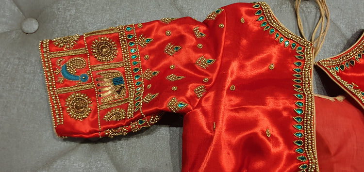 Red Hand Embroidered Designer Blouse